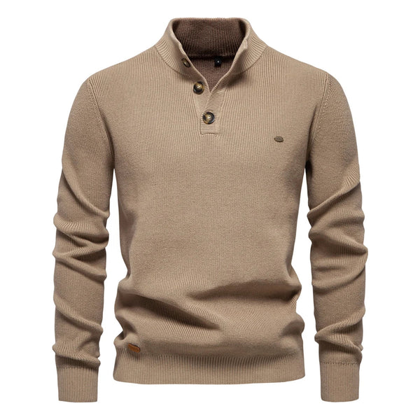Konrad | Stijlvolle herenpullover met knoopdesign