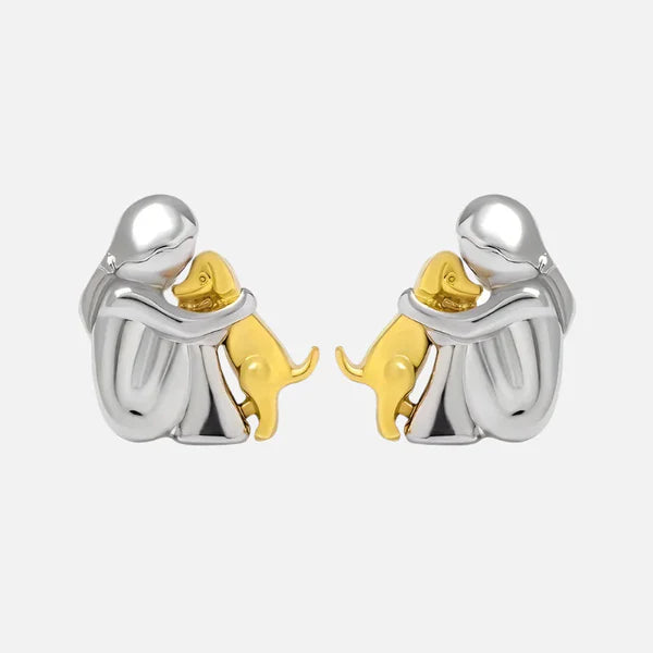 Bicolor Hugg Oorknopjes in Zilver en Goud