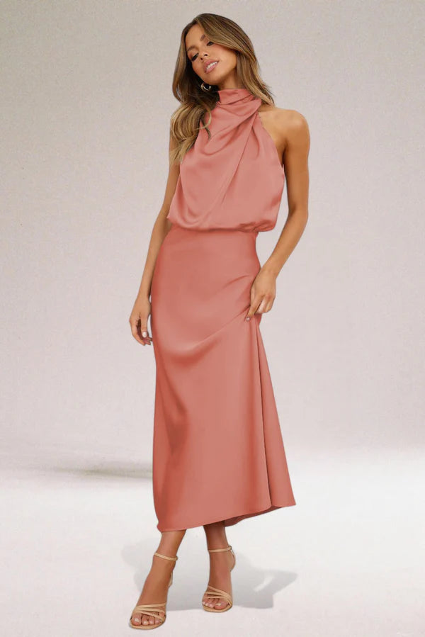 VALENTINA | Elegante Satijnen Jurk met Verfijnde Details