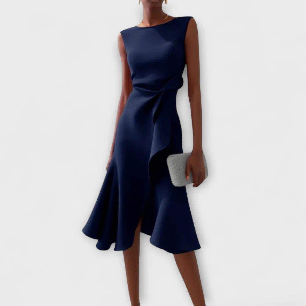 Juliette – Asymmetrische Midi Jurk met Drapage