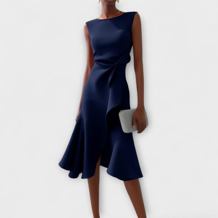 Juliette – Asymmetrische Midi Jurk met Drapage