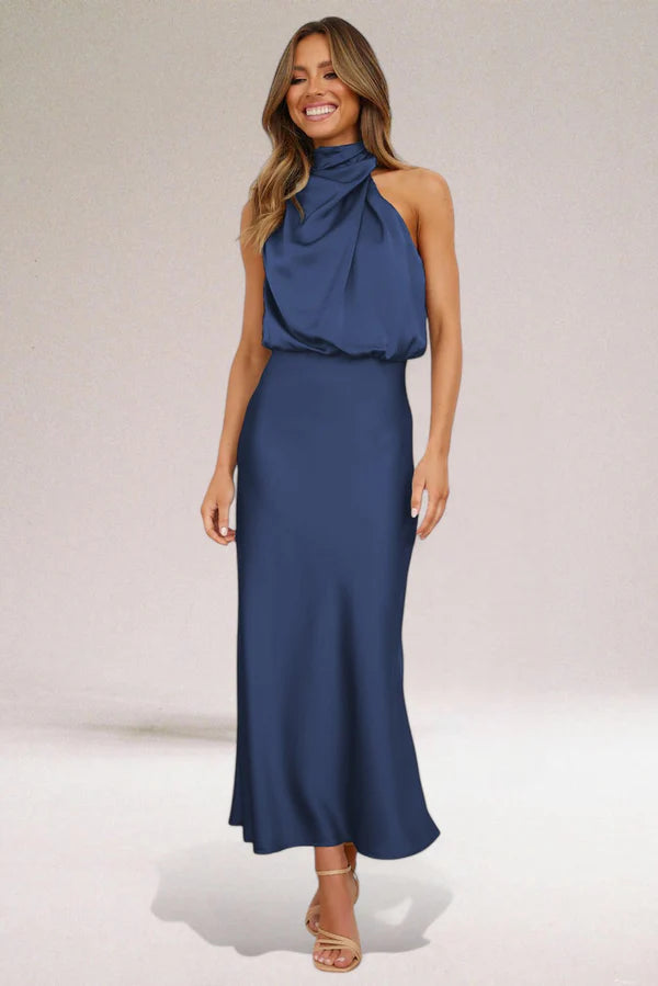 VALENTINA | Elegante Satijnen Jurk met Verfijnde Details