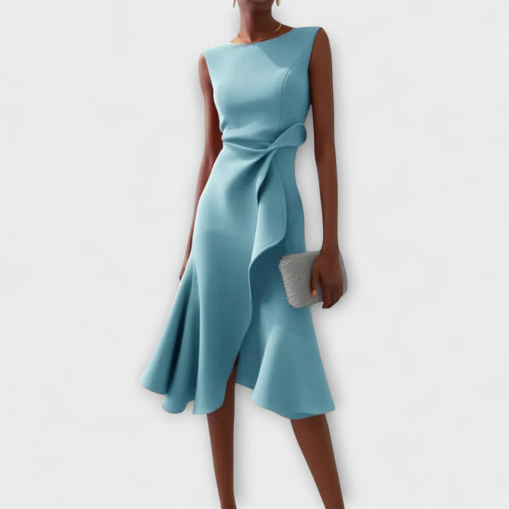 Juliette – Asymmetrische Midi Jurk met Drapage