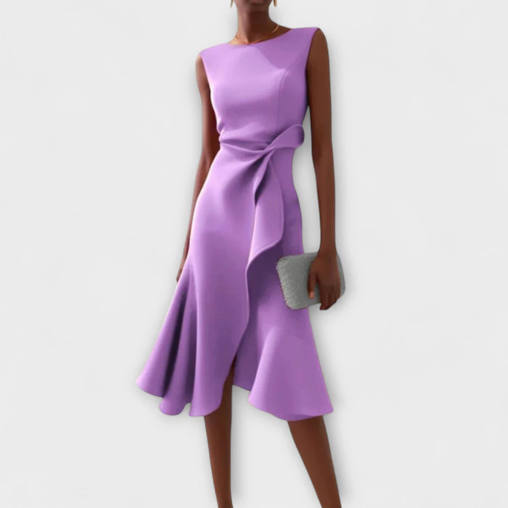 Juliette – Asymmetrische Midi Jurk met Drapage