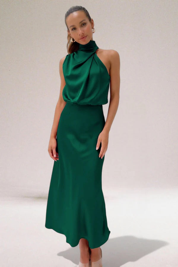 VALENTINA | Elegante Satijnen Jurk met Verfijnde Details