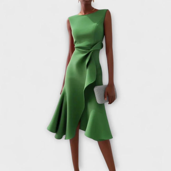 Juliette – Asymmetrische Midi Jurk met Drapage